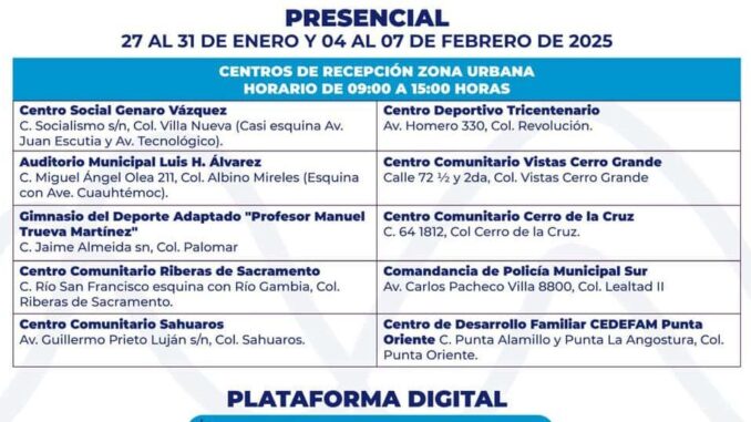 Ubica los Centros de Recepción para el registro de Mi Beca Chihuahua en sus modalidades de Excelencia Académica y Formación 2025