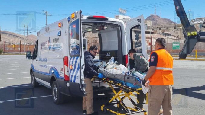 Trasladan a paciente con quemaduras graves de Ciudad Juárez a Chihuahua en helicóptero estatal