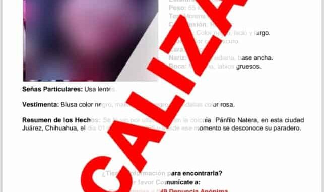 Encuentra FEM sana y salva a la adolescente Luna Mariely reportada en Ciudad Juárez