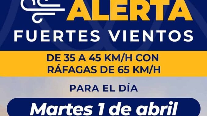 Emite Protección Civil Municipal alerta por fuertes vientos para hoy en la capital